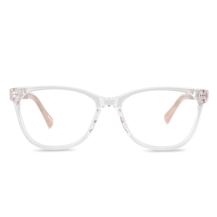 Eyeglasses optical agate pattern clear moda for women round face. wooden temples natural sustainable wooden nogal Bonoboss #color_transparente