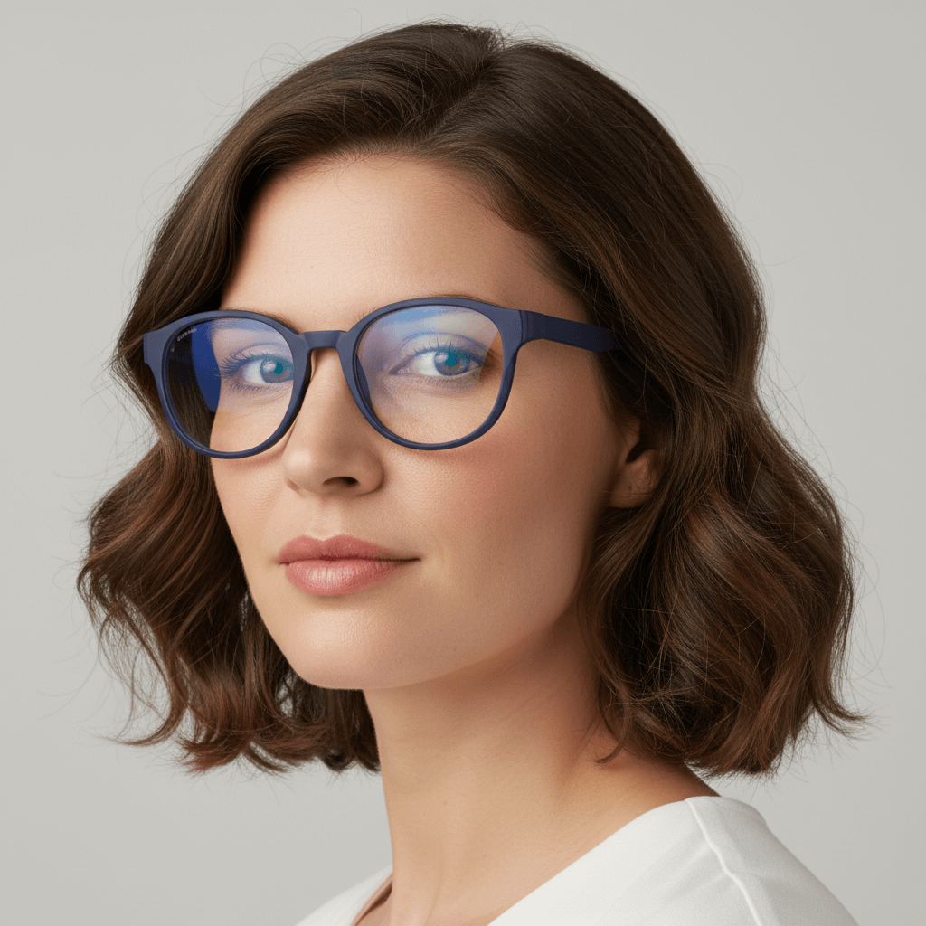 La vista lado a women wearing eyeglasses optical frames prescription tamaño large oversized blue. bonoboss mayorista and optical distributor #color_azul