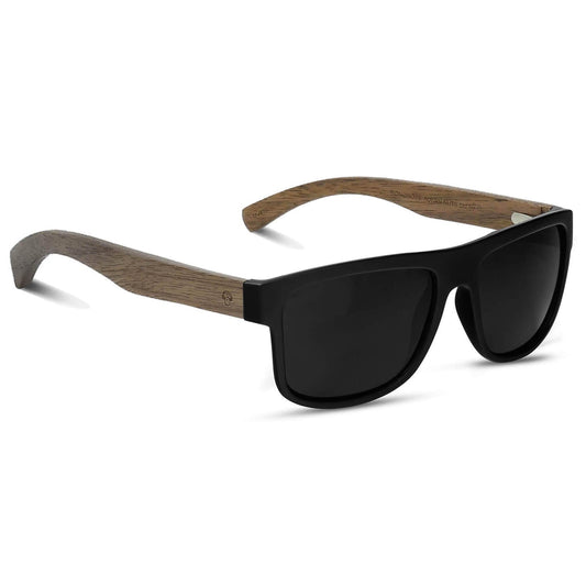 anteojos de sol rectangulares polarizados negros pata de madera  para hombre y mujer con lentes de color negro #color-marco_negro