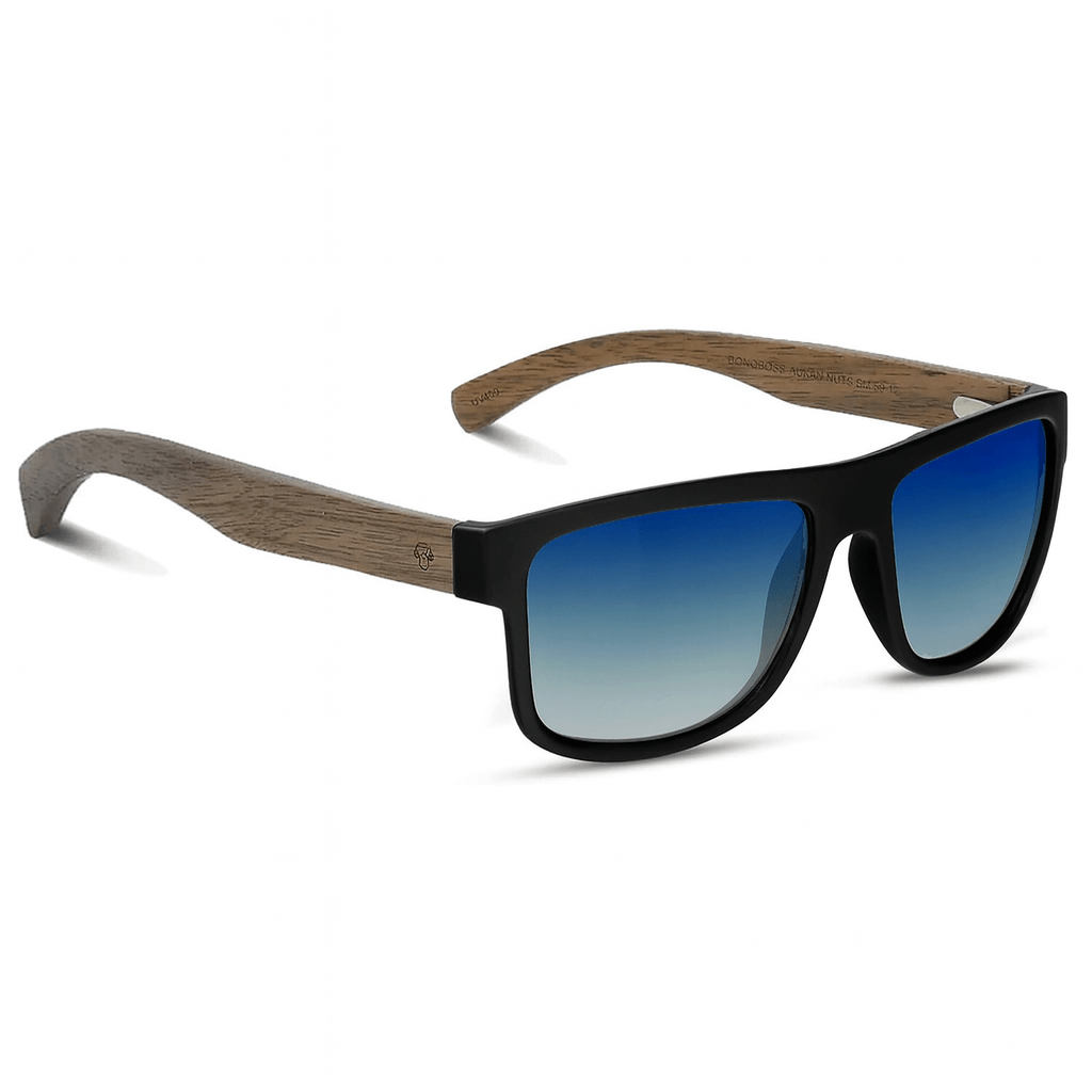 Eyeglasses gafa sun polarized sustainable eco-friendly recycled plastic bonoboss modelo aukan black with gradient blue foto angled #color_negro