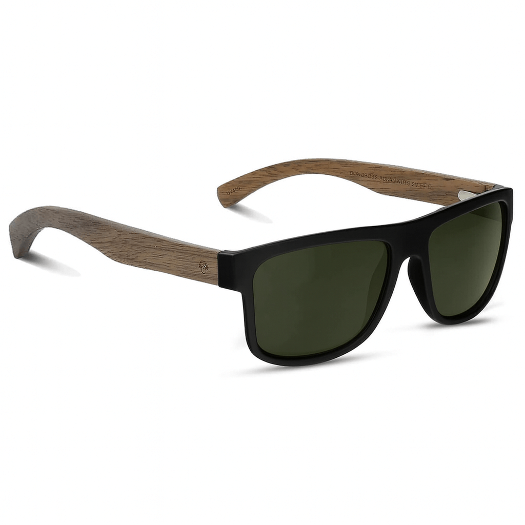 Sunglasses rectangular polarized black wooden temple for men and women with color lenses black Bonoboss #color_negro