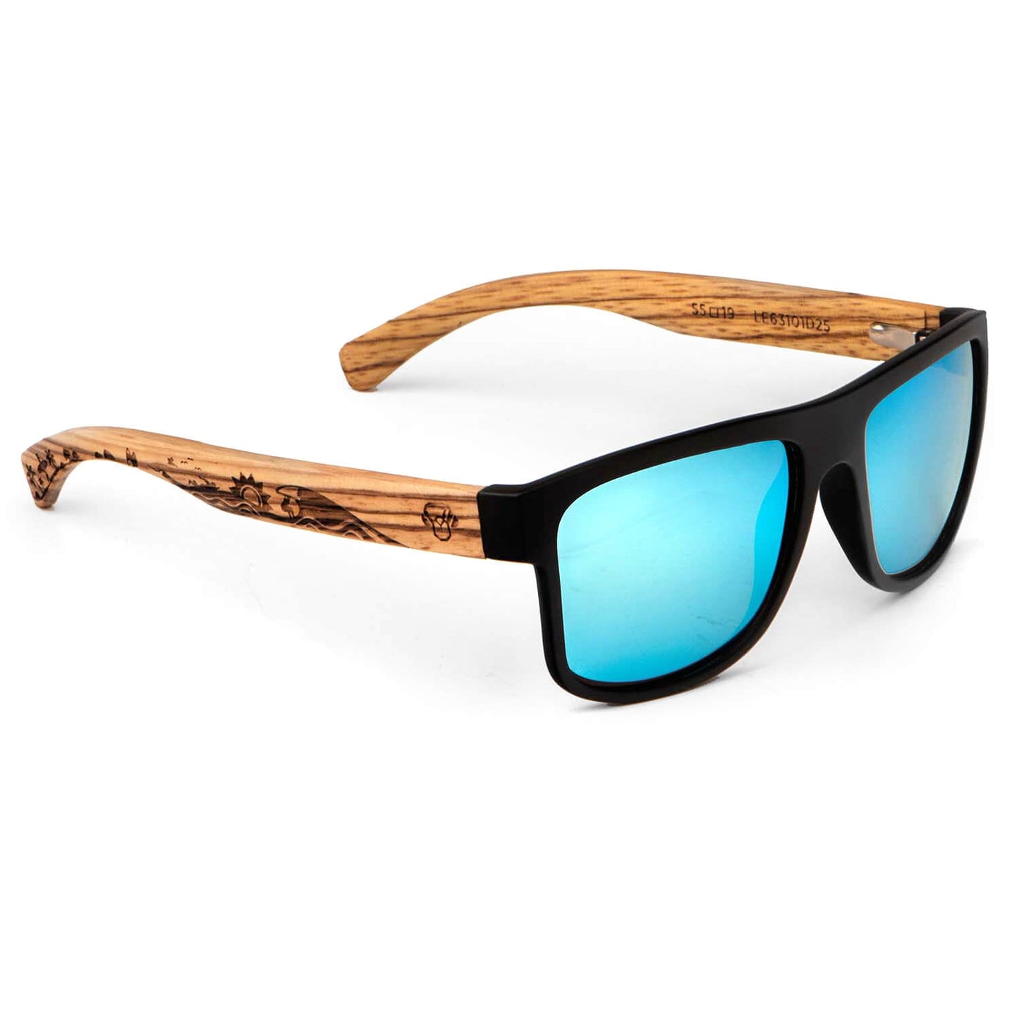 anteojos de sol rectangulares polarizados negros pata de madera  para hombre y mujer con lentes de color sky  #color_surf-sky