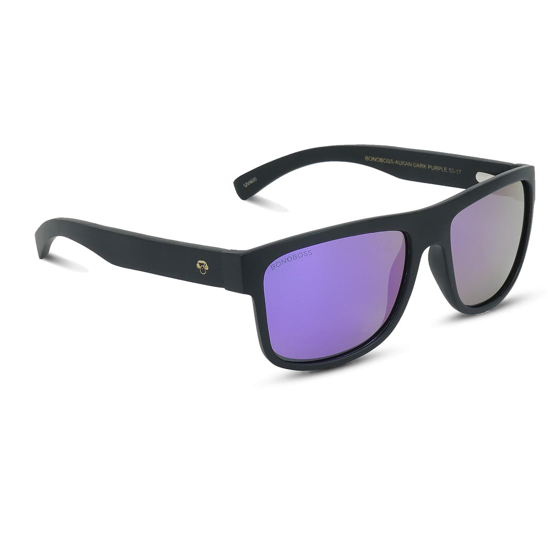 Sunglasses rectangular polarized black for men and women with color lenses purple mirrored Bonoboss #color_espejado-morado