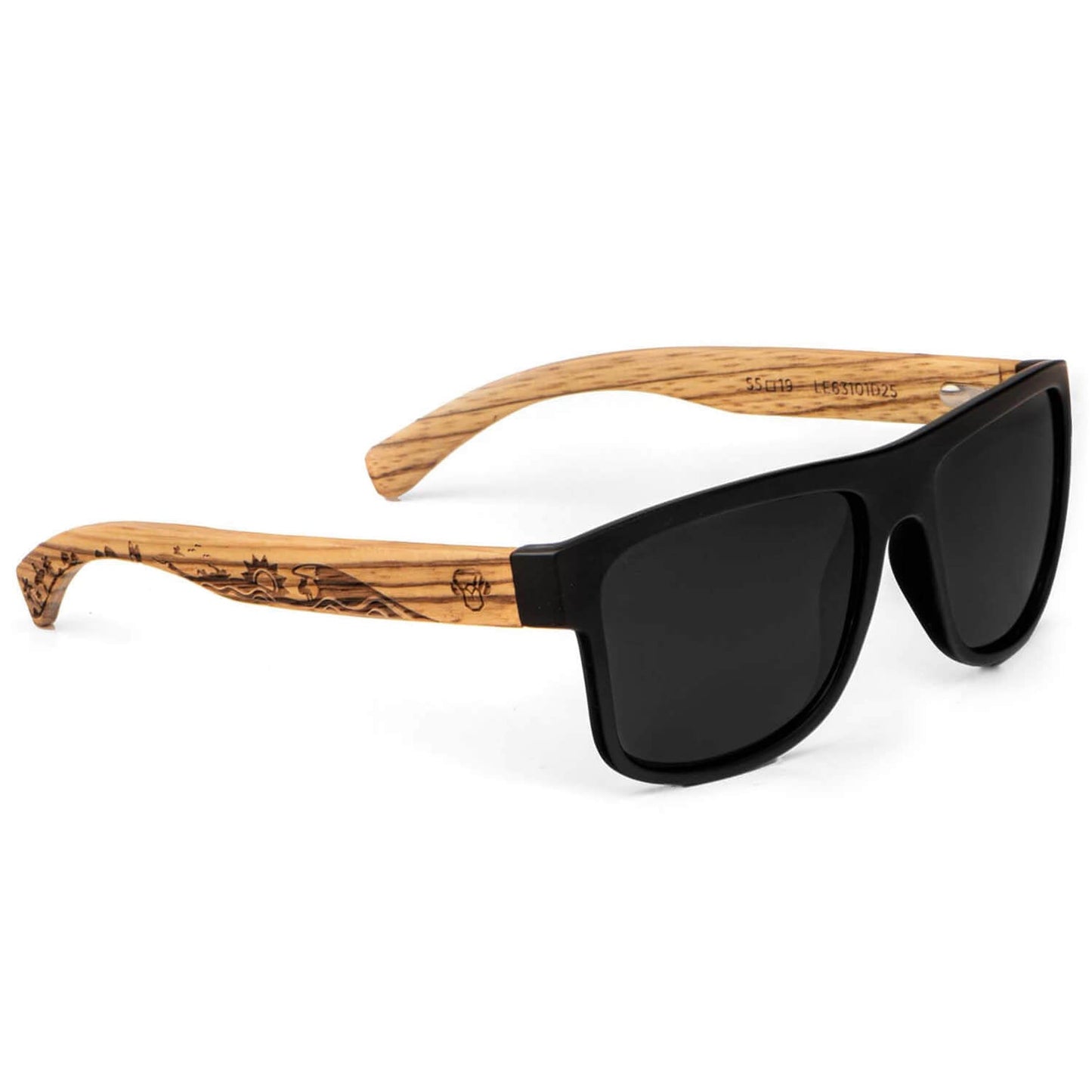 anteojos de sol rectangulares polarizados negros pata de madera  para hombre y mujer con lentes de color negro  #color_surf