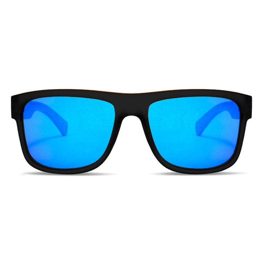 anteojos de sol clásicos polarizados  de hombre y mujer con lentes de color sky o azul reflectante#color_surf-sky