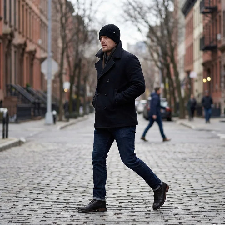 Beanie gorro invierno in calle urbana día invierno bonoboss