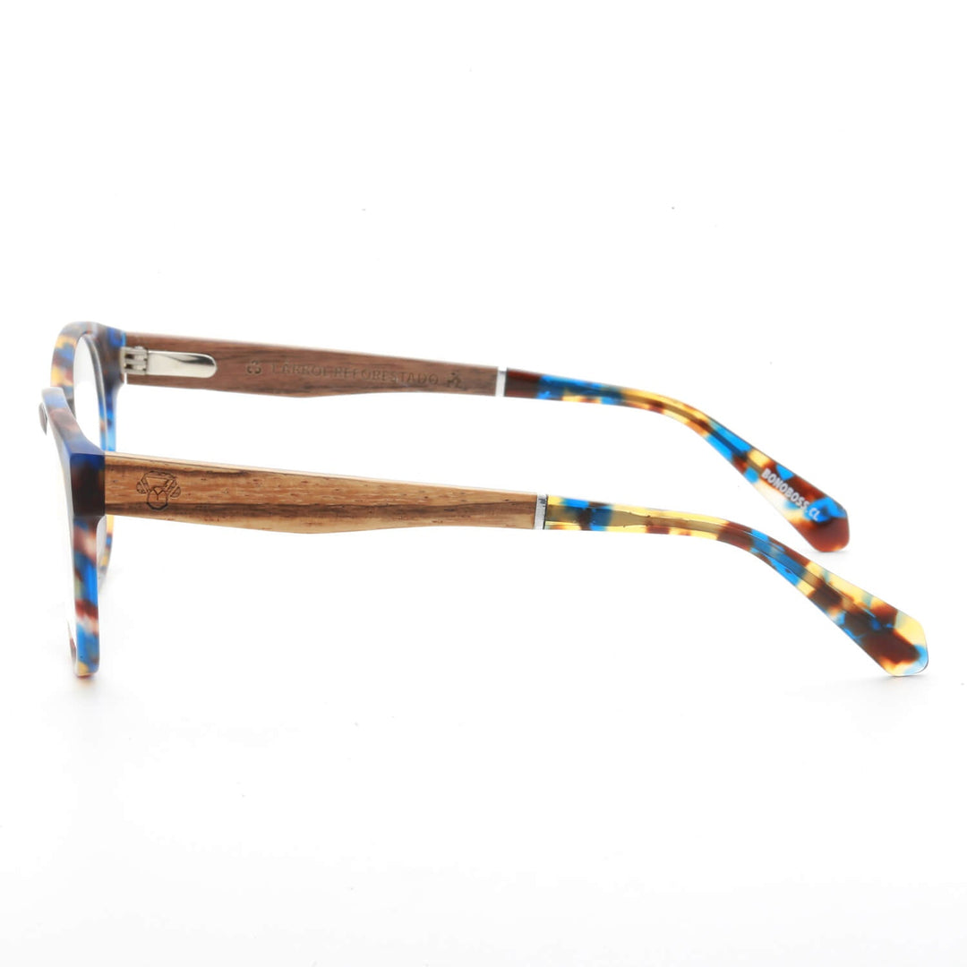 Optical frames round acetate organico sustainable ecologico temples natural wood recycled plastic for men and women optical wholesale tortoise 2025 Bonoboss #color_carey