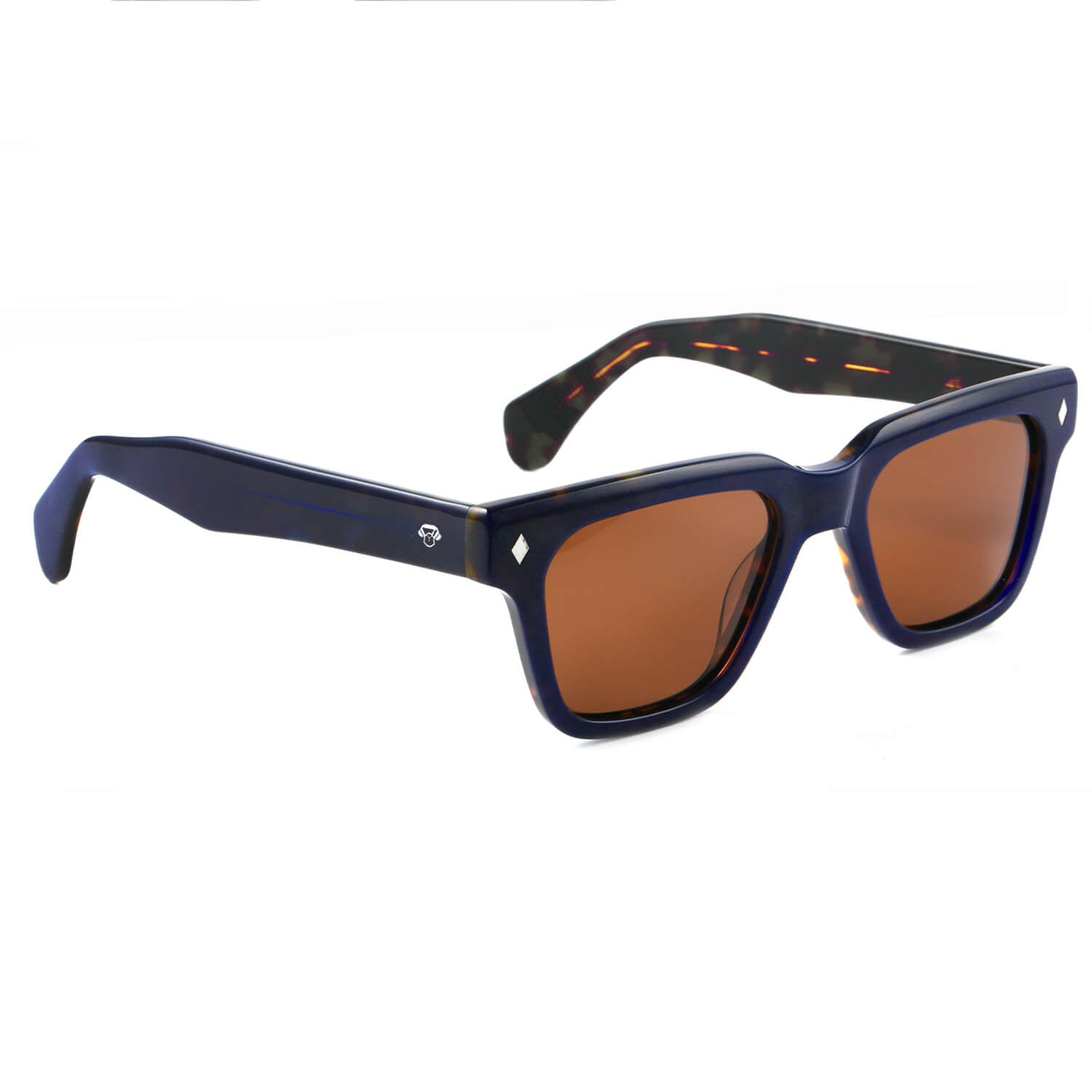 lentes anteojos de sol polarizados de acetato cuadradados rectangulares para mujer y hombre color azul #color_carey