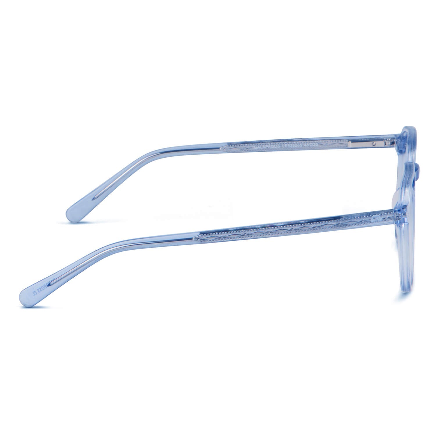 anteojos o marcos ópticos con iman o clip de sol polarizados de forma octagonal o redondos para hombres y mujeres de cara redonda grande. Vista frontal y armazones de color azul #color_azul