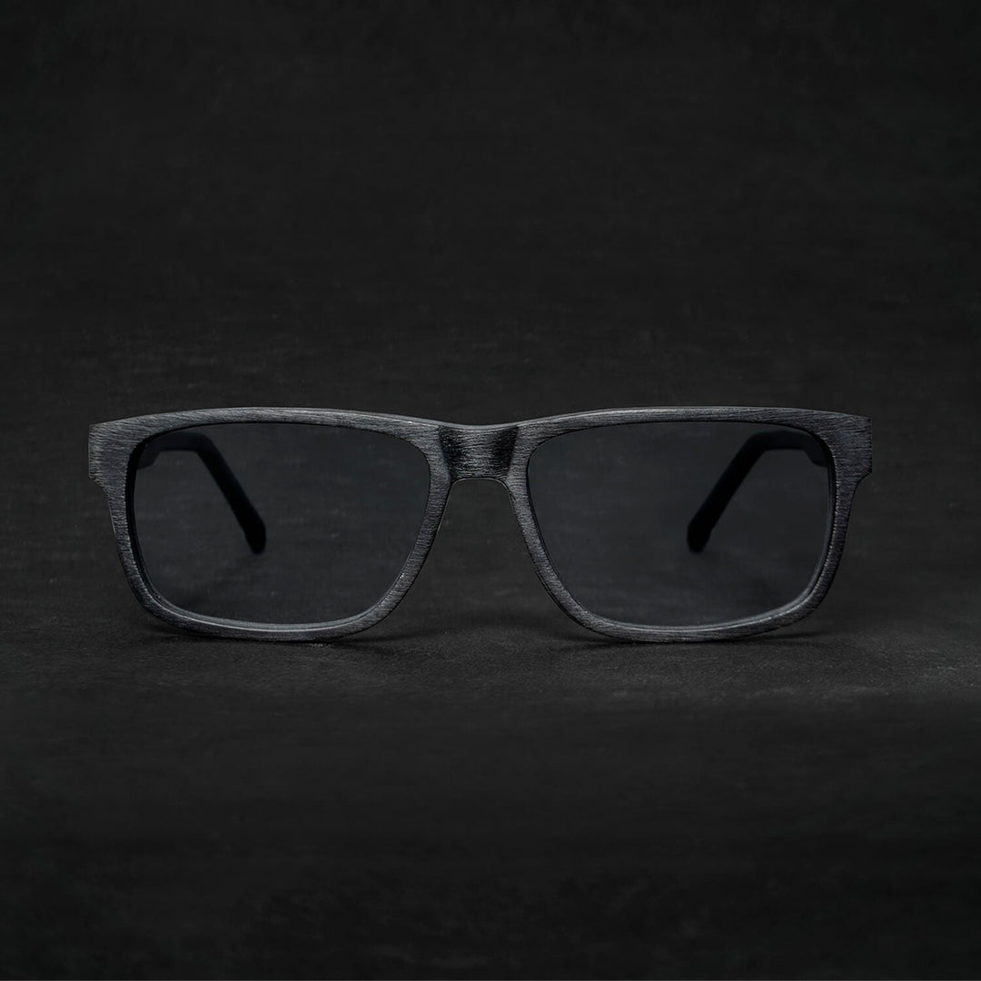 Front view frames or optical frames material sustainable recycled ecologico forma rectangular black for men and women round face Bonoboss #color_black