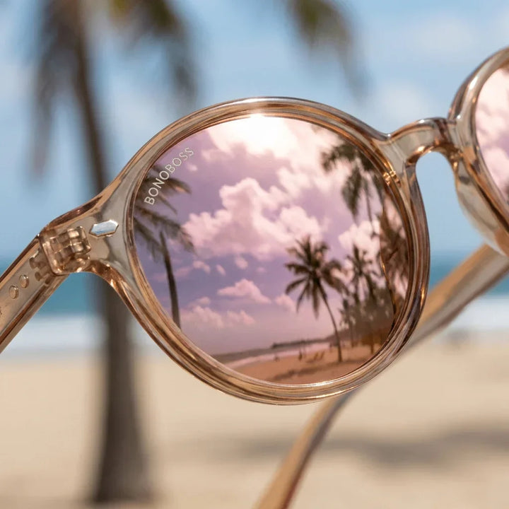 Women wearing lenses sun capri rpet recycled polarized olive light driving sun protection UV400 bonoboss #editorial_banner #color_olive-light
