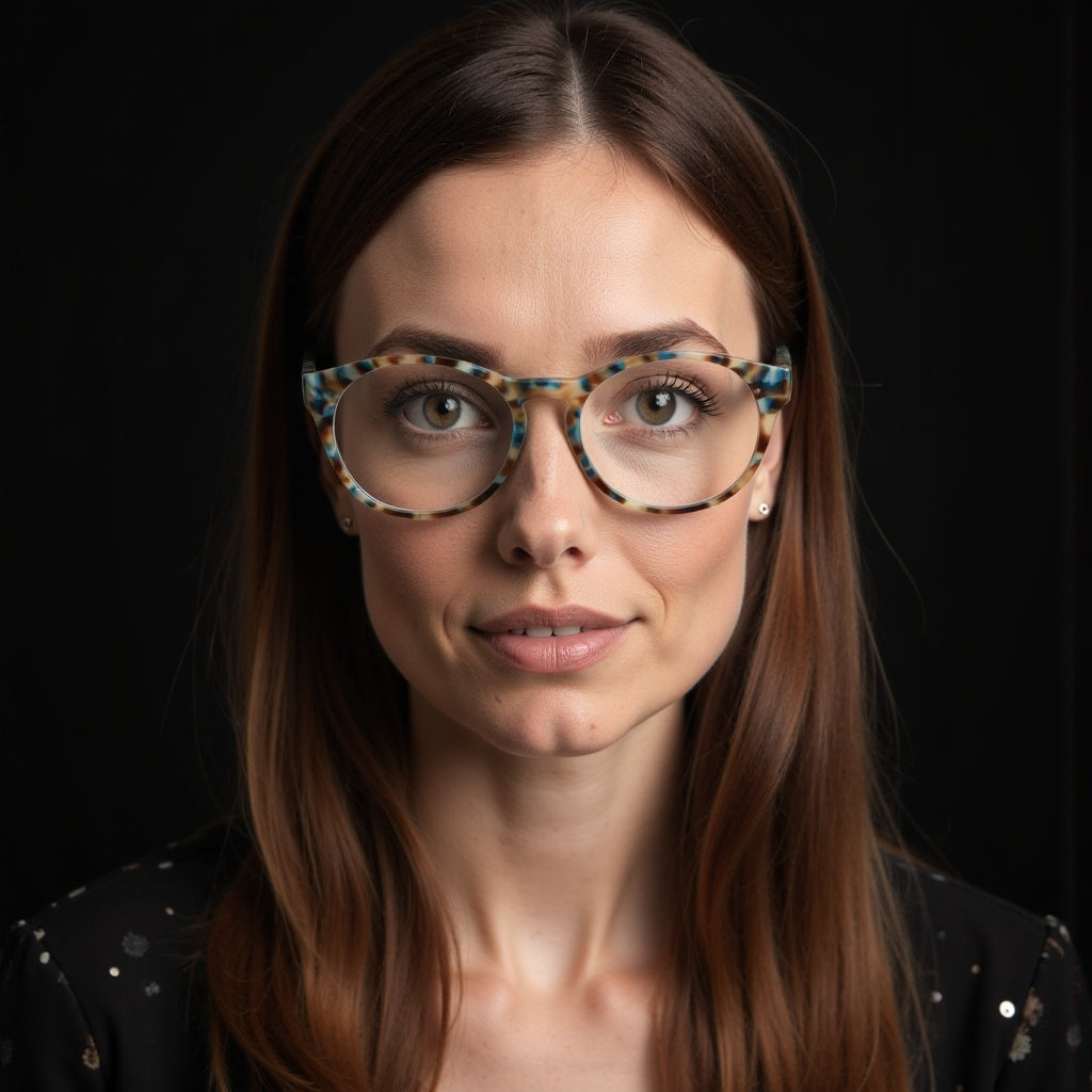 Optical frames round acetate organico sustainable ecologico blue temples natural wood recycled plastic for men and women optical wholesale Bonoboss #color_blue