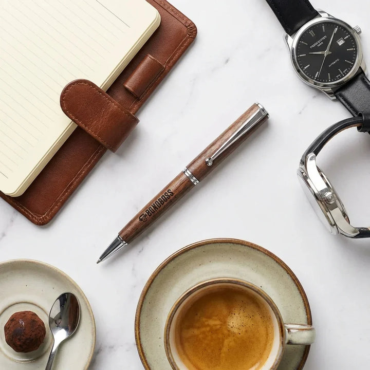 Lápiz wooden premium flat lay ejecutivo mármol bonoboss