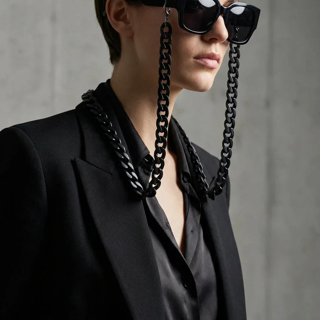 Cadena acetate recycled for lenses black editorial moda fashion bonoboss #color_negro