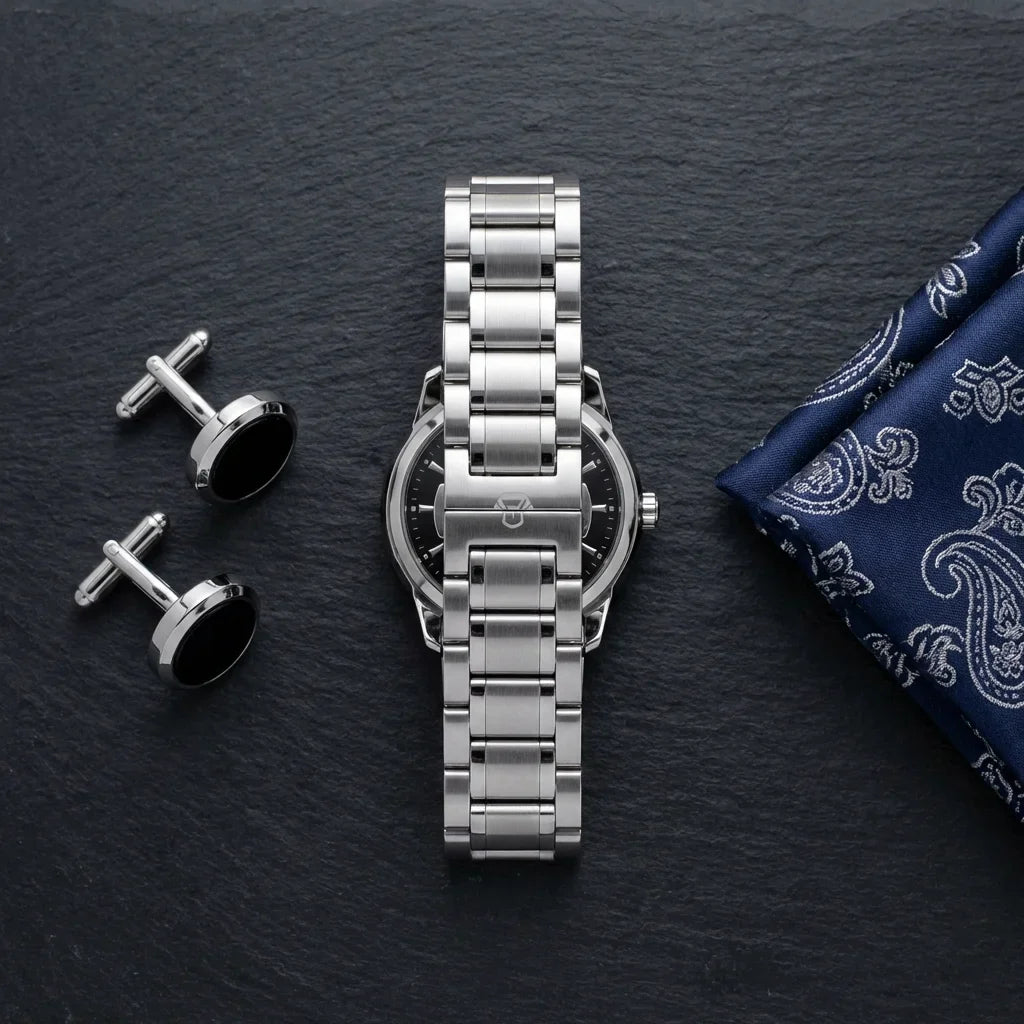 Correa stainless steel for reloj silver flat lay luxury accesorios bonoboss #color_plateado
