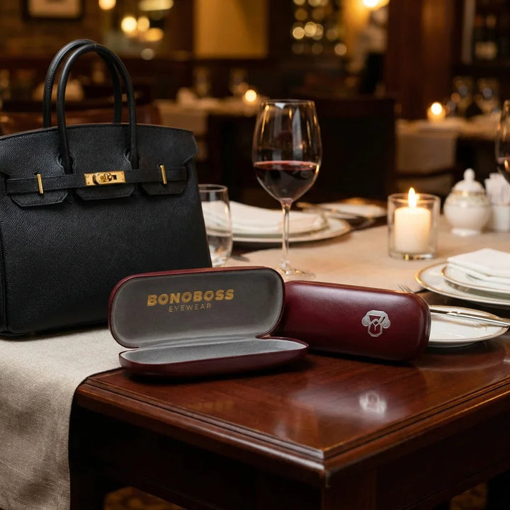 Estuche almeja for lenses burdeo in mesa restaurante bonoboss #color_burdeo