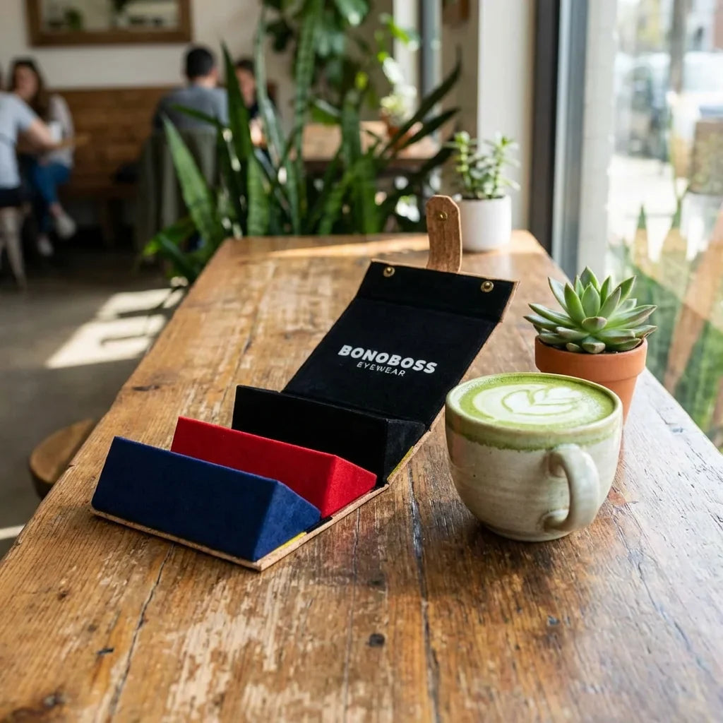 Estuche viaje cork for lenses in café orgánico sustainable bonoboss