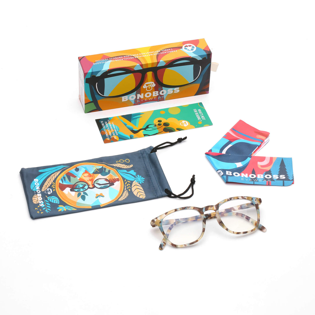 Lenses lectura fiji blue round filtro luz blue UV protection400 antirreflejo tortoise multicolor unisex bonoboss