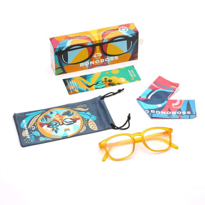 Lenses lectura fiji clear round filtro luz blue UV protection400 antirreflejo amarillo miel unisex bonoboss