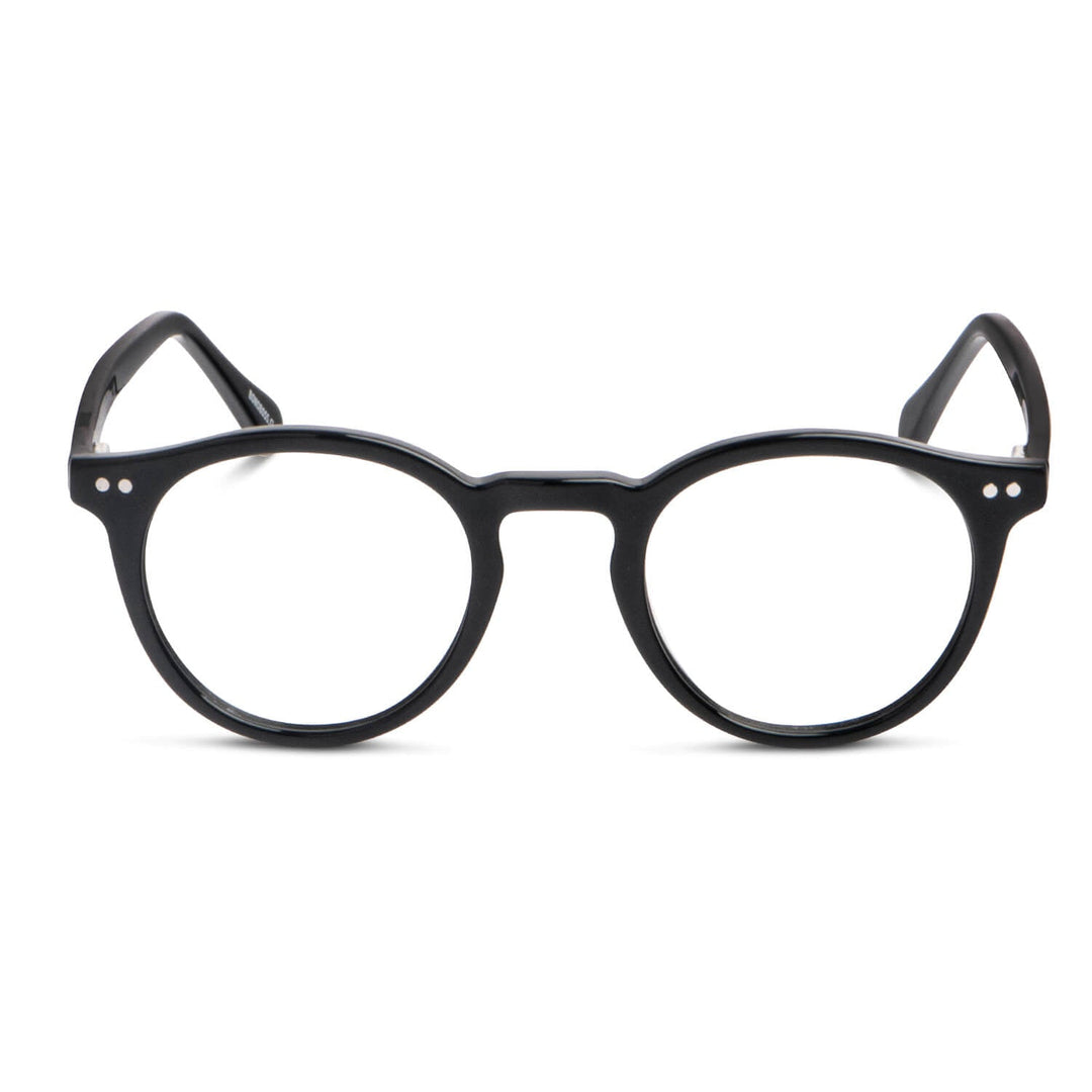 Fran eyeglasses round black with sobre lente iman sun clip-on polarized for lenses optical prescription front Bonoboss #color_negro