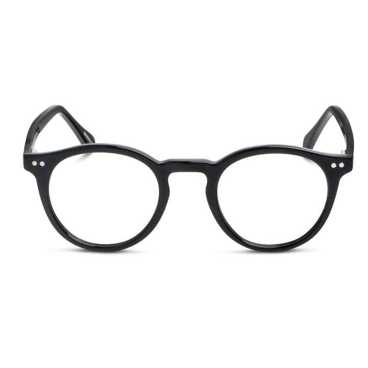 Fran eyeglasses round black with sobre lente iman sun clip-on polarized for lenses optical prescription front Bonoboss #color_negro