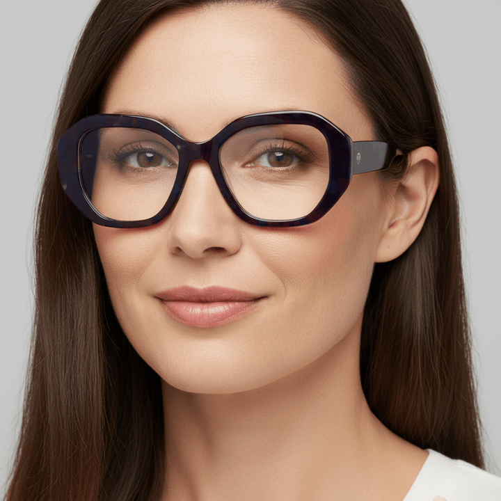 Gaia, anteojos color gris espacial, bio-acetato geométrico – vista frontal, diseño de Bonoboss #color_space