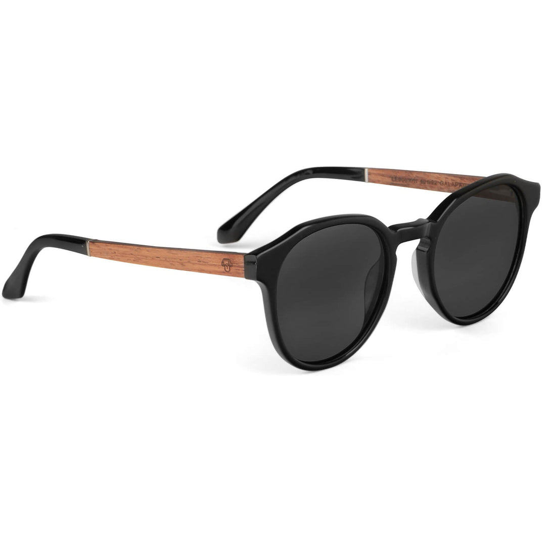 Lenses sunglasses polarized acetate with wooden temple for women and men black Bonoboss #color_negro