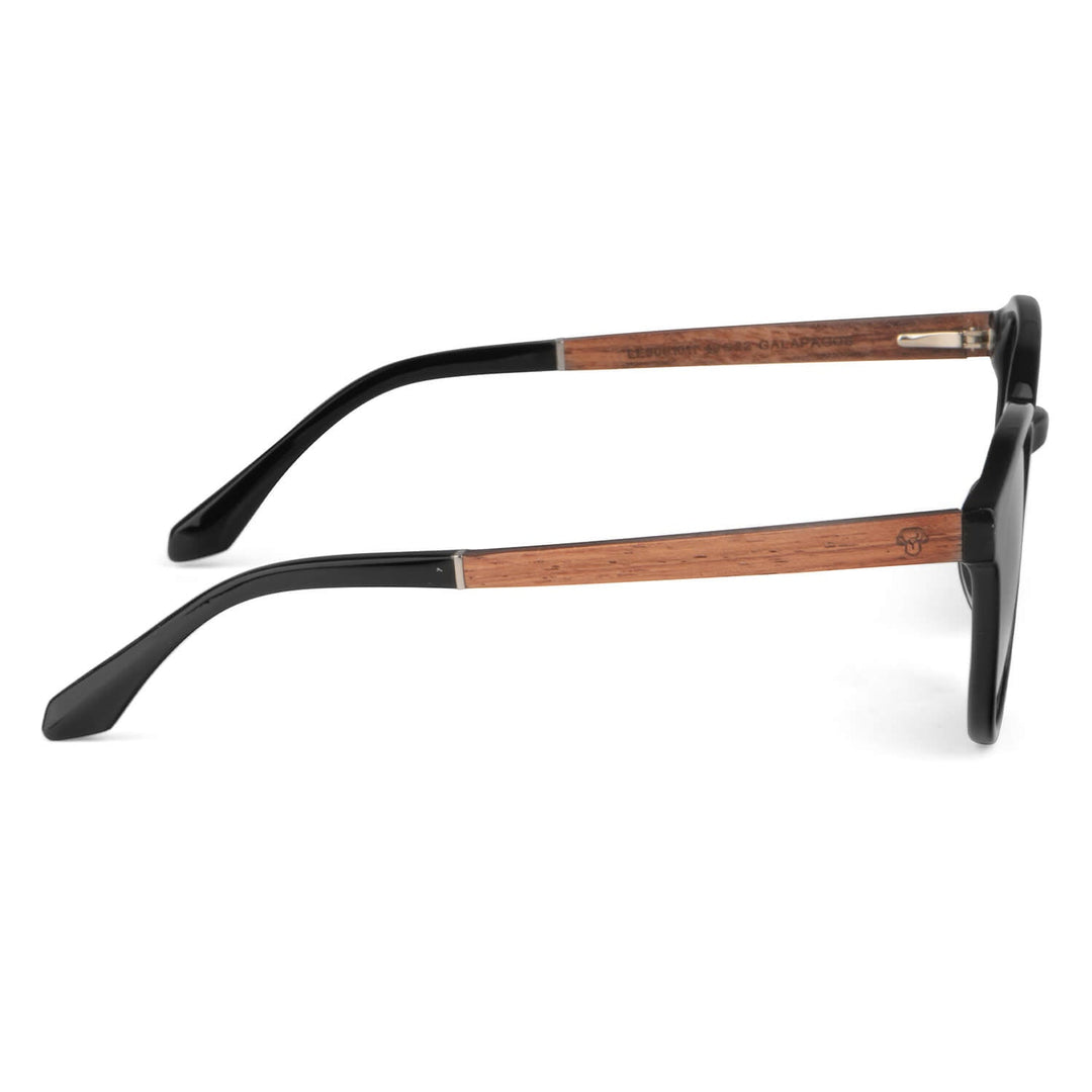 Lenses sunglasses polarized acetate with wooden temple for women and men black Bonoboss #color_negro