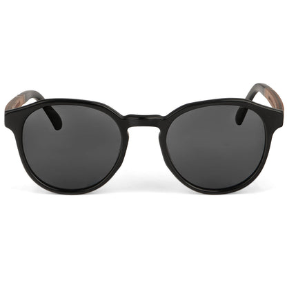 lentes anteojos de sol polarizados de acetato con pata de madera para mujer y hombre color negro #color_negro
