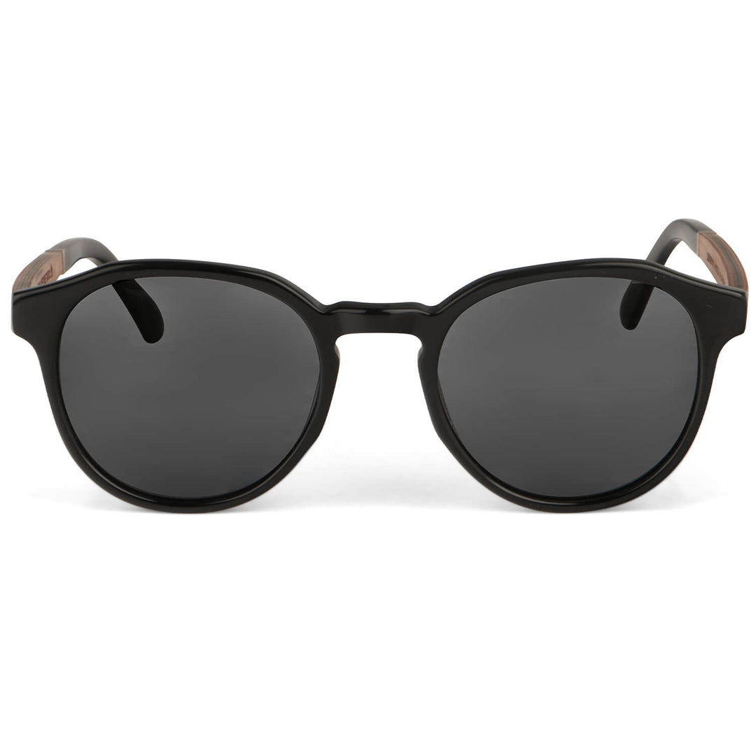 Lenses sunglasses polarized acetate with wooden temple for women and men black Bonoboss #color_negro