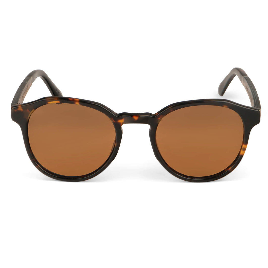 Lenses sunglasses polarized acetate with wooden temple for women and men tortoise Bonoboss #color_carey