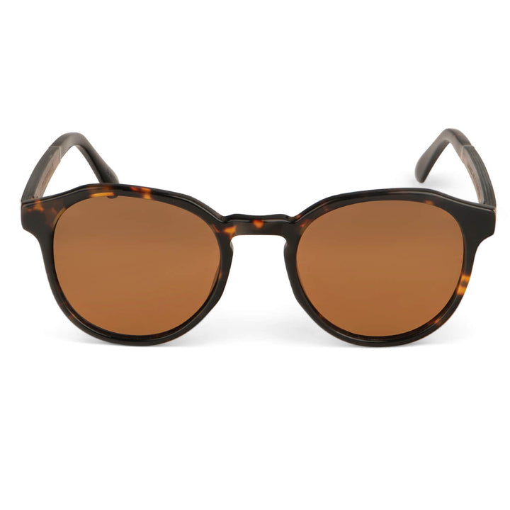 Lenses sunglasses polarized acetate with wooden temple for women and men tortoise Bonoboss #color_carey