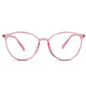 lentes de lectura agatados con filtro de luz azul de color rosado para mujer de cara redonda y grande