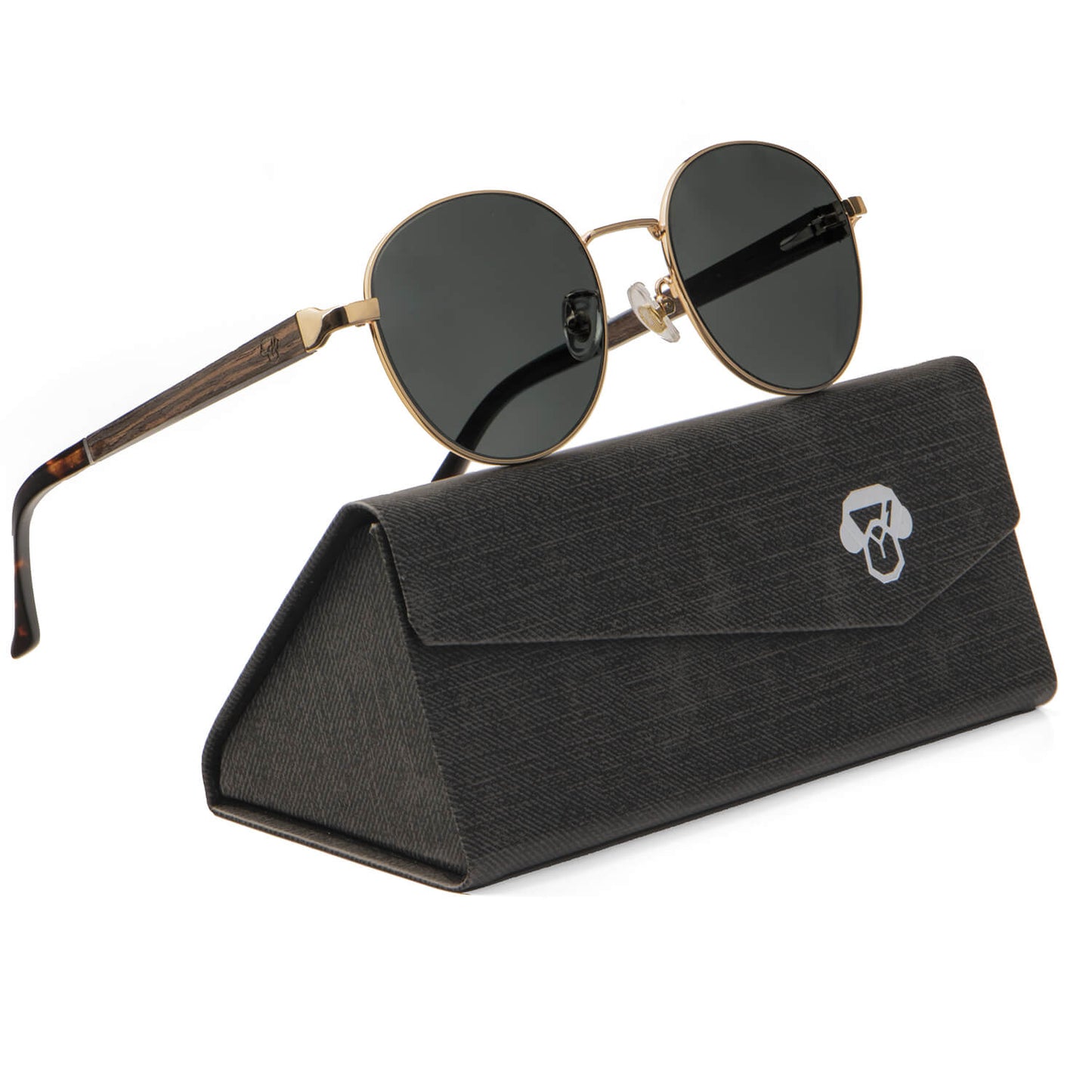 Lentes antejos de sol polarizados e acero dorados color negro para hombre y mujer  #color_negro