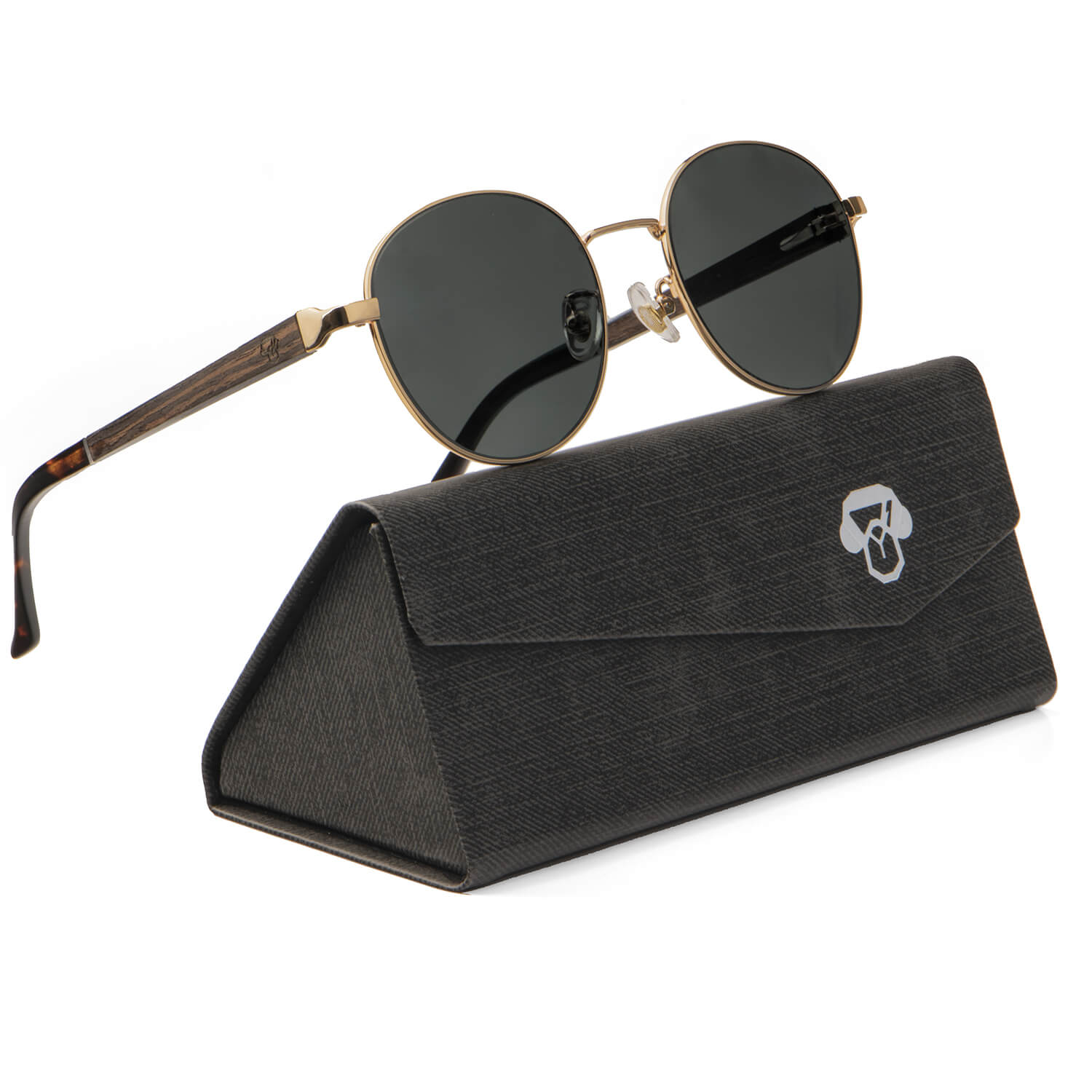 Lentes antejos de sol polarizados e acero dorados color negro para hombre y mujer  #color_negro