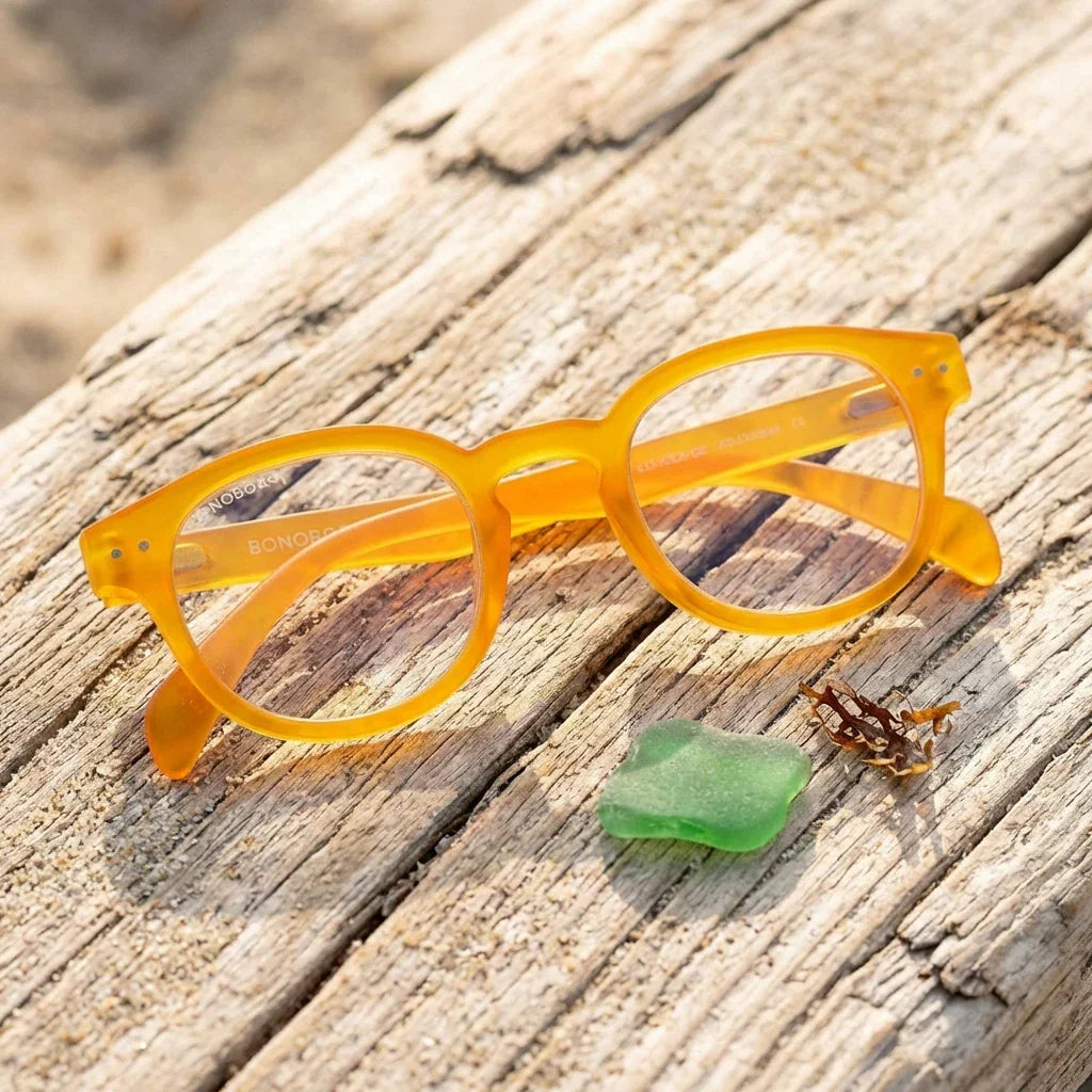 Lentes lectura Hawaii Transparente redondos filtro luz azul proteccion UV400 antirreflejo amarillo miel unisex Bonoboss