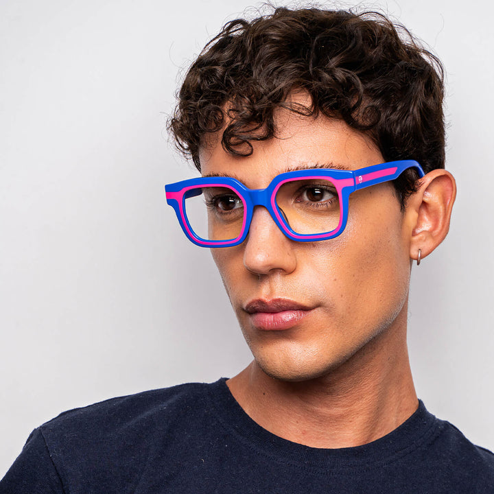 Lenses diseñador exclusivo moda blue pink cuadrado men women prescription optical distribuidor mayorista opticas.jpg Bonoboss #color_azul