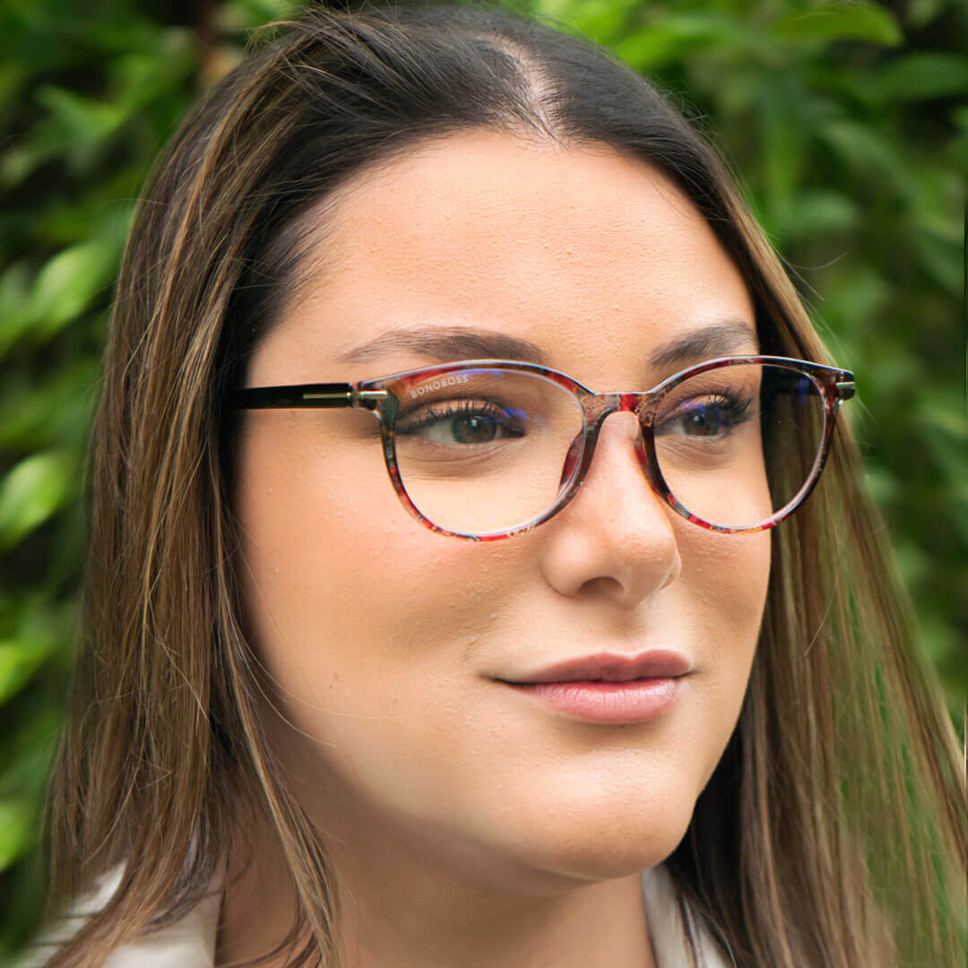 anteojos de lectura agatados con antireflejo y filtro de luz azul originales para mujer de cara redonda. Precios mayorista para opticas distribuidor