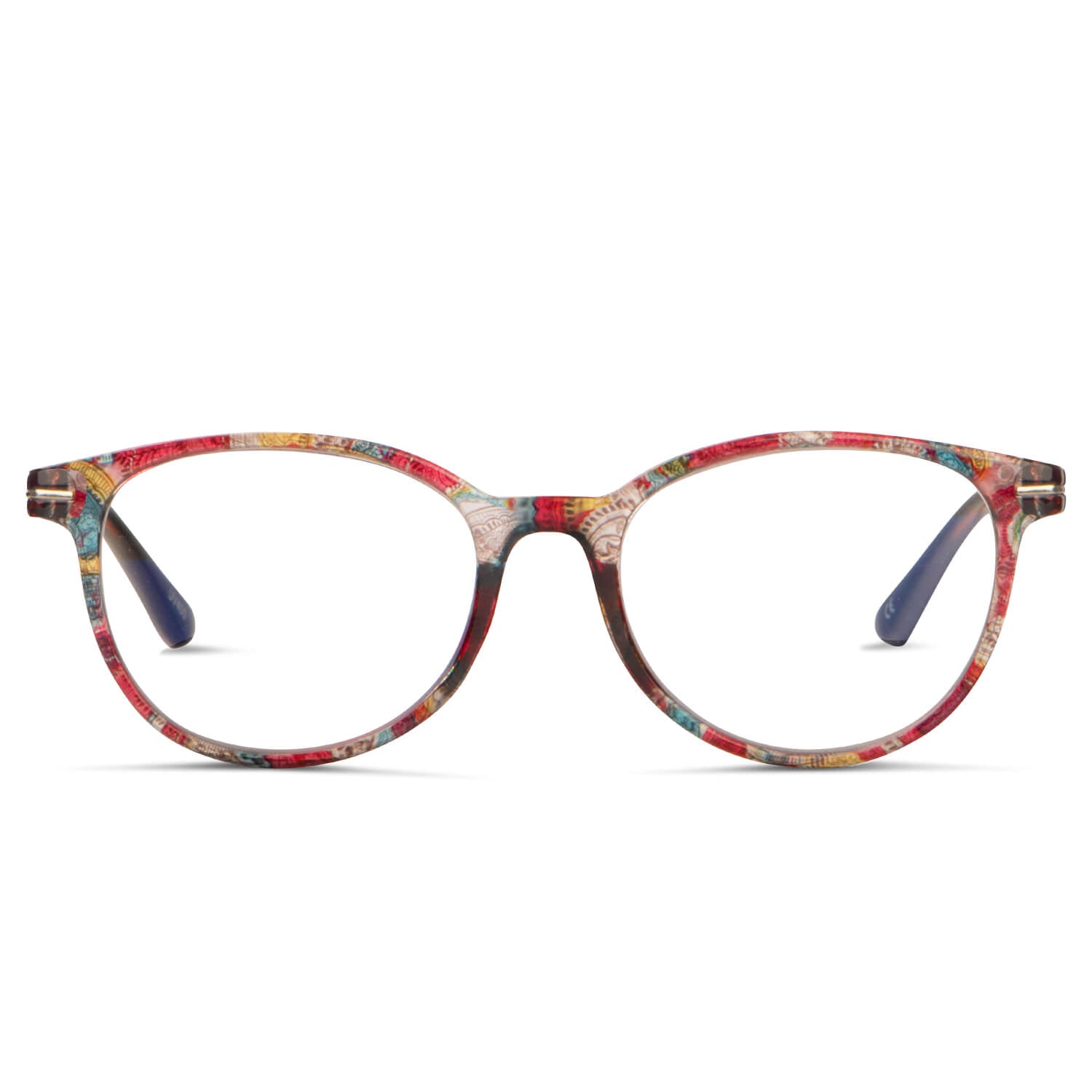 anteojos de lectura presbicia agatados con filtro de luz azul para hombre y mujer de colores vistosos. Vista frontal