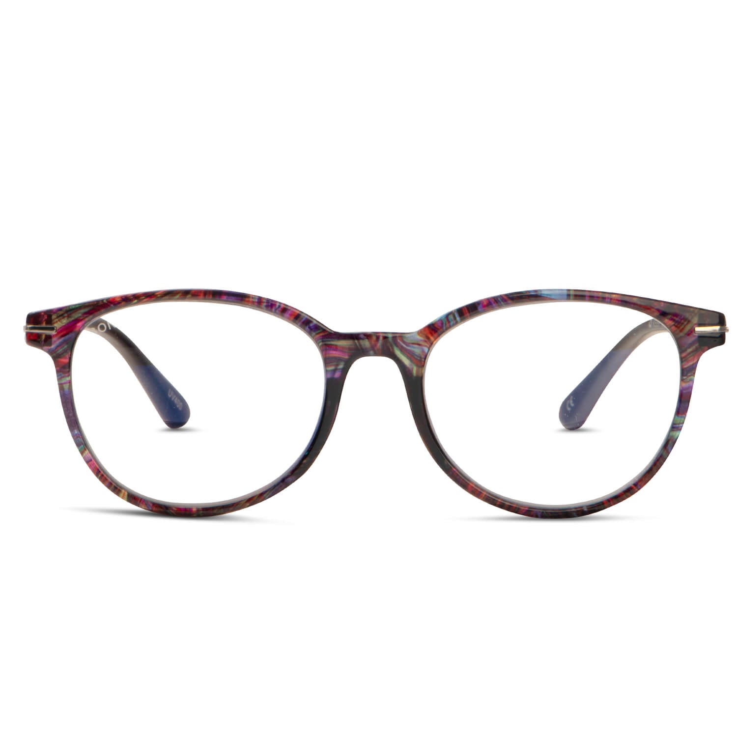 anteojos de lectura presbicia agatados con filtro de luz azul para hombre y mujer de colores vistosos con terminación matte. Vista frontal