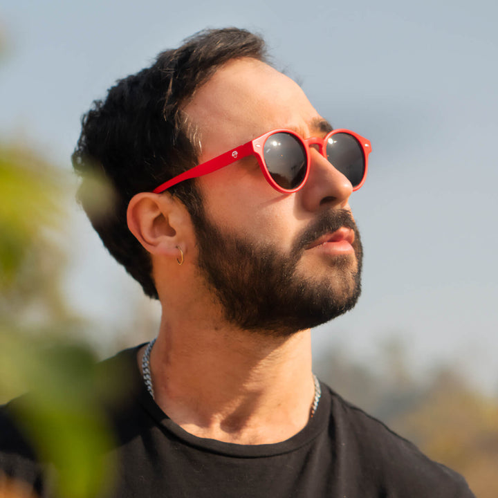 Sunglasses polarized round for women and men red Bonoboss