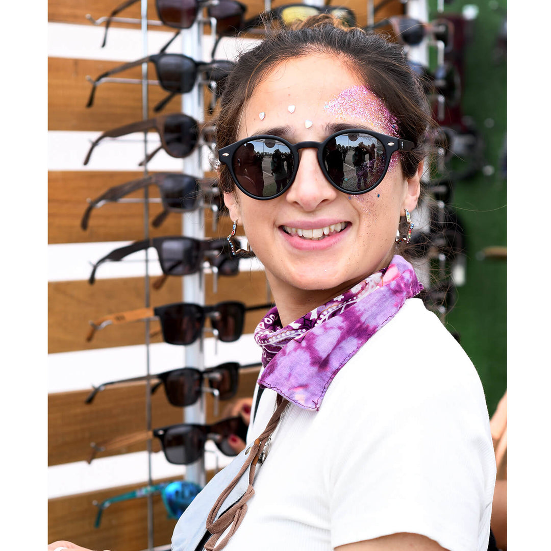 Sunglasses polarized round for women and men black Bonoboss #color_negro