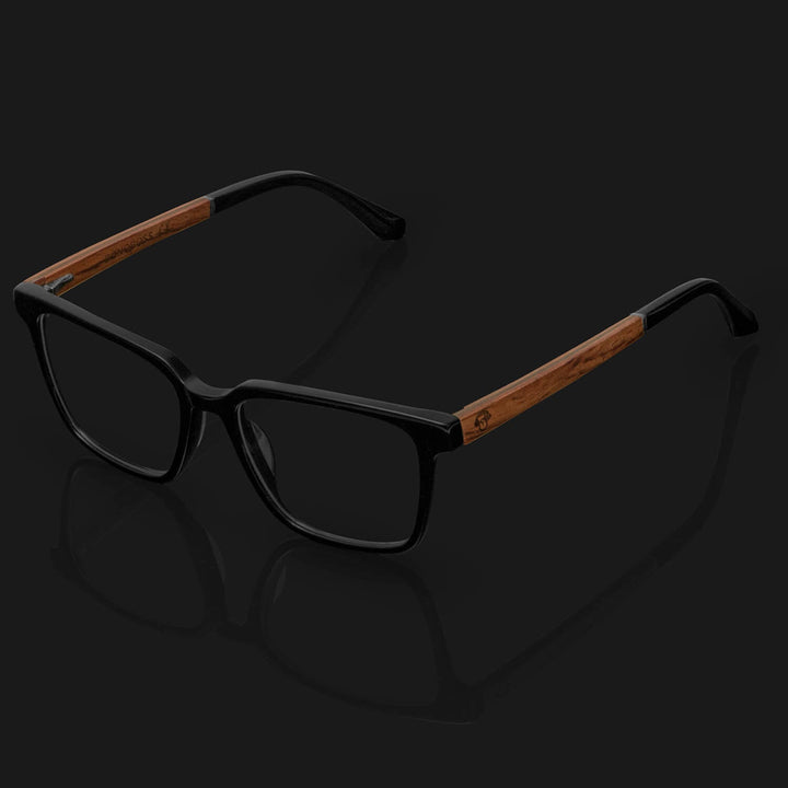 Marcos lenses optical square black pata wood blue light filter men women Bonoboss #color_negro