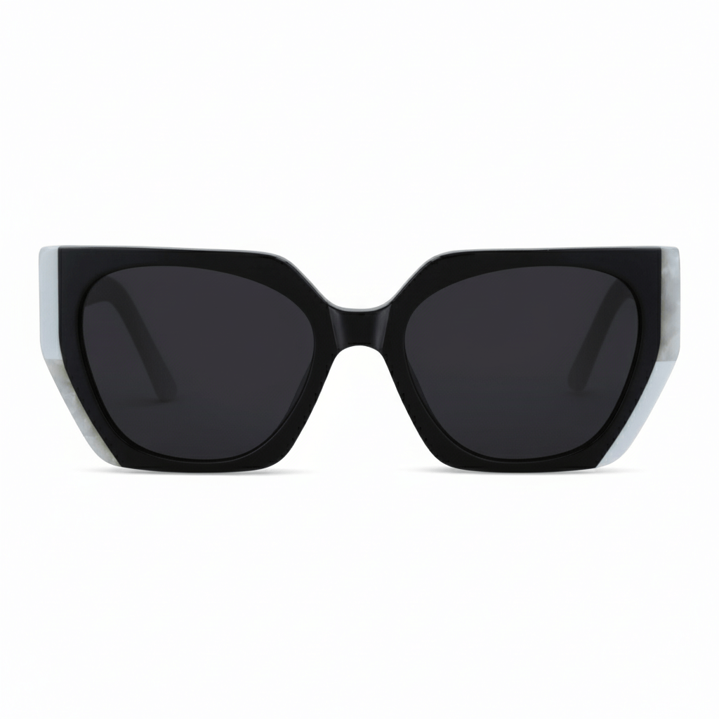 la vista frontal de unos anteojos lentes de sol de moda oversized grandes xl de forma rectangular #color_black