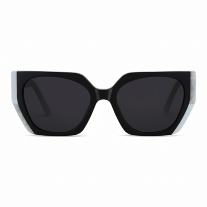 la vista frontal de unos anteojos lentes de sol de moda oversized grandes xl de forma rectangular #color_black