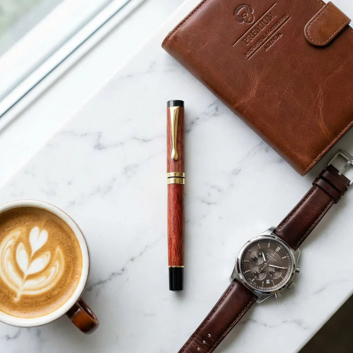 Lápiz wooden premium flat lay ejecutivo mármol bonoboss