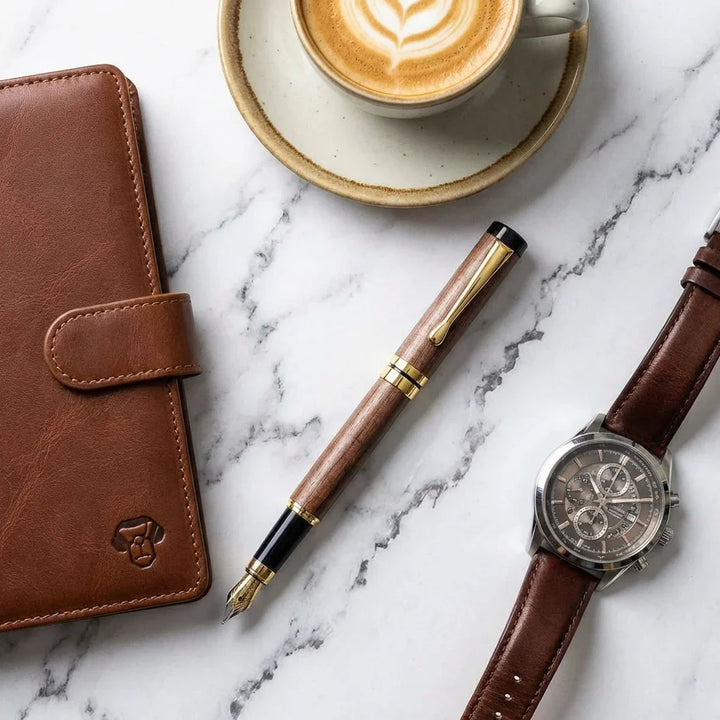 Lápiz wooden premium flat lay ejecutivo mármol bonoboss