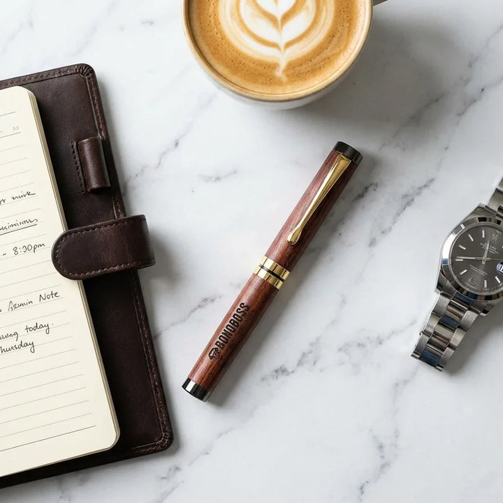 Lápiz wooden premium flat lay ejecutivo mármol bonoboss