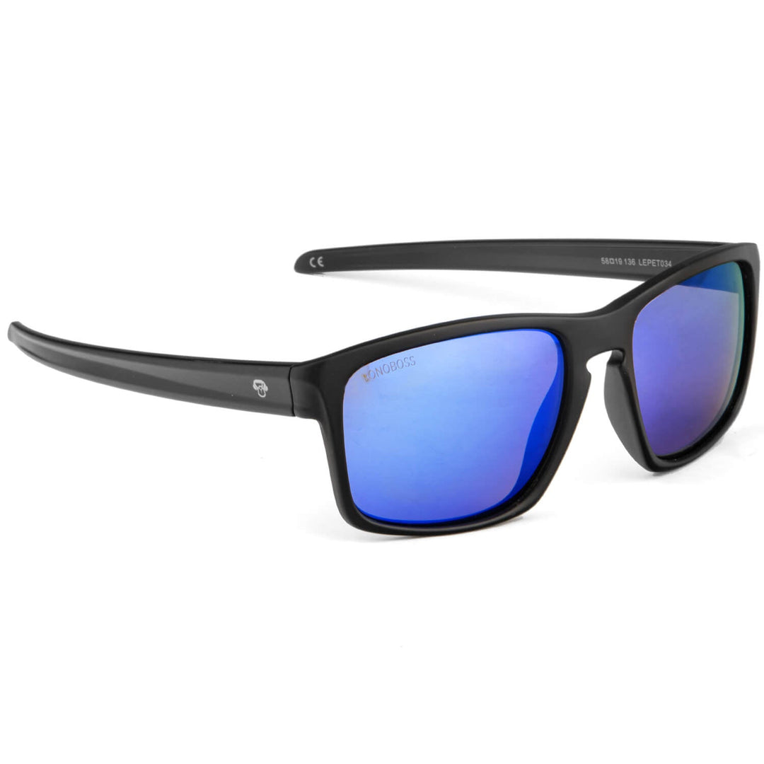 Sunglasses polarized recycled plastic rectangular for women and men blue sky Bonoboss #color_azul