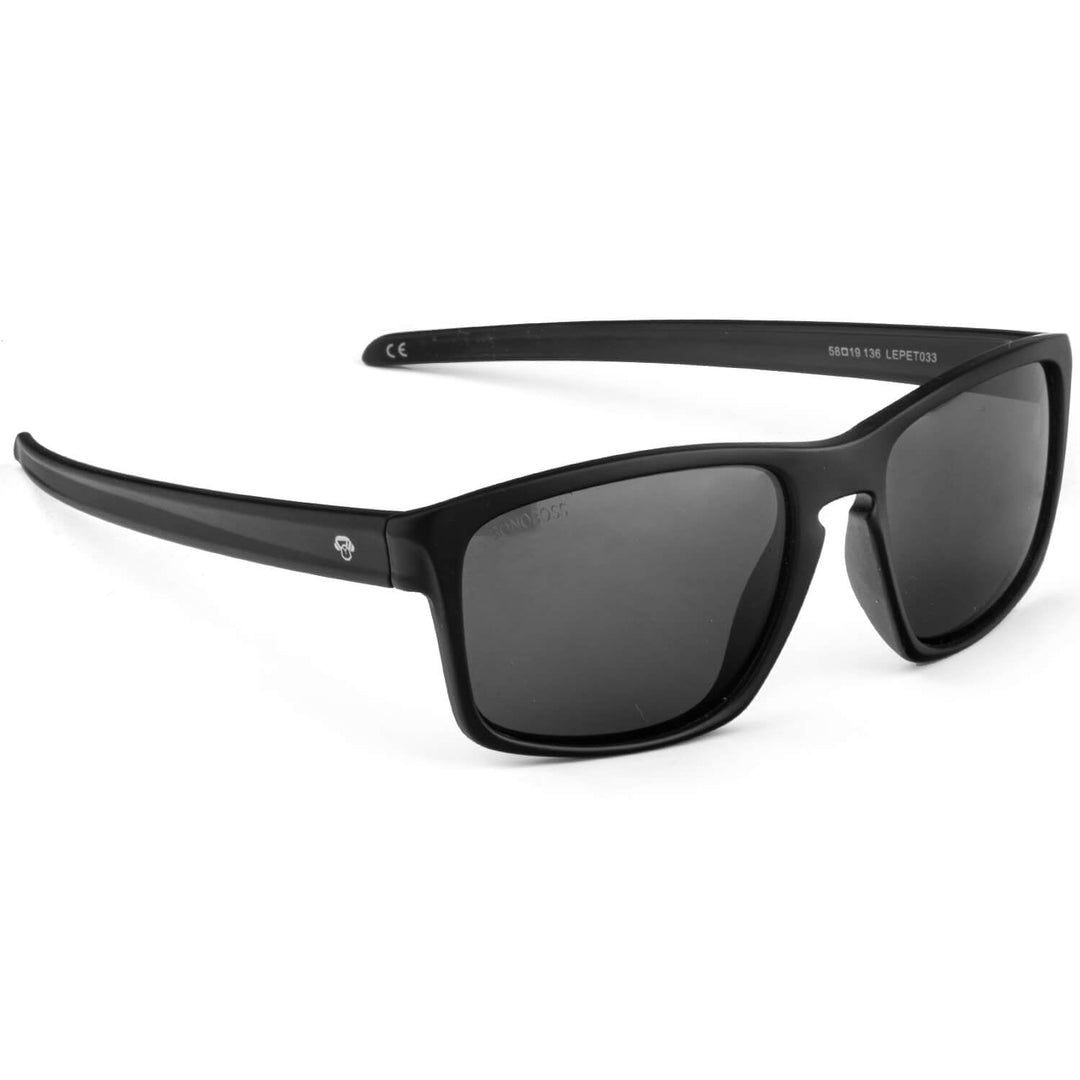 Lenses sunglasses recycled plastic rectangular clasicos black for women and men Bonoboss #color_negro